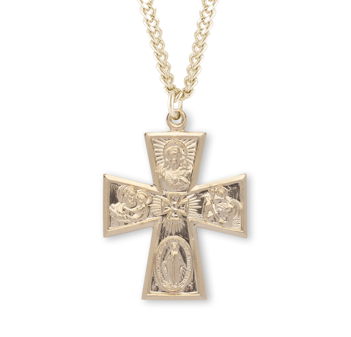 Gold Over Sterling Silver Four-Way Medal Necklace | 16kt Gold Plated .925 Silver
