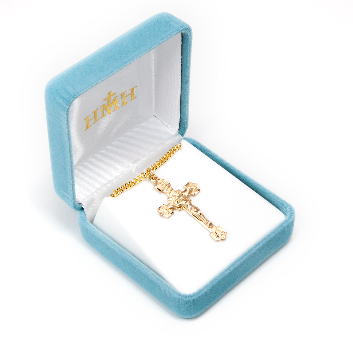 Gold Over Sterling Silver IHS Crucifix Necklace | 16kt Gold Plated .925 Silver