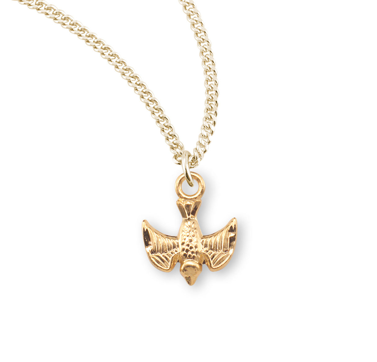 Holy Spirit Gold Over Sterling Silver Medal Necklace | 16kt Gold Plated .925 Silver