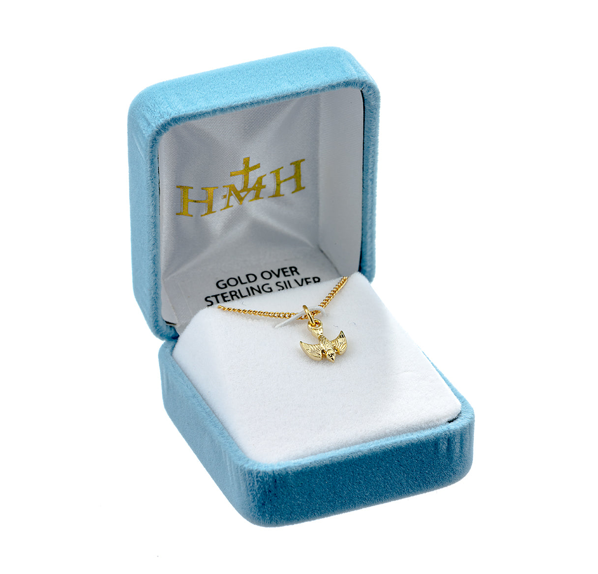Holy Spirit Gold Over Sterling Silver Medal Necklace | 16kt Gold Plated .925 Silver