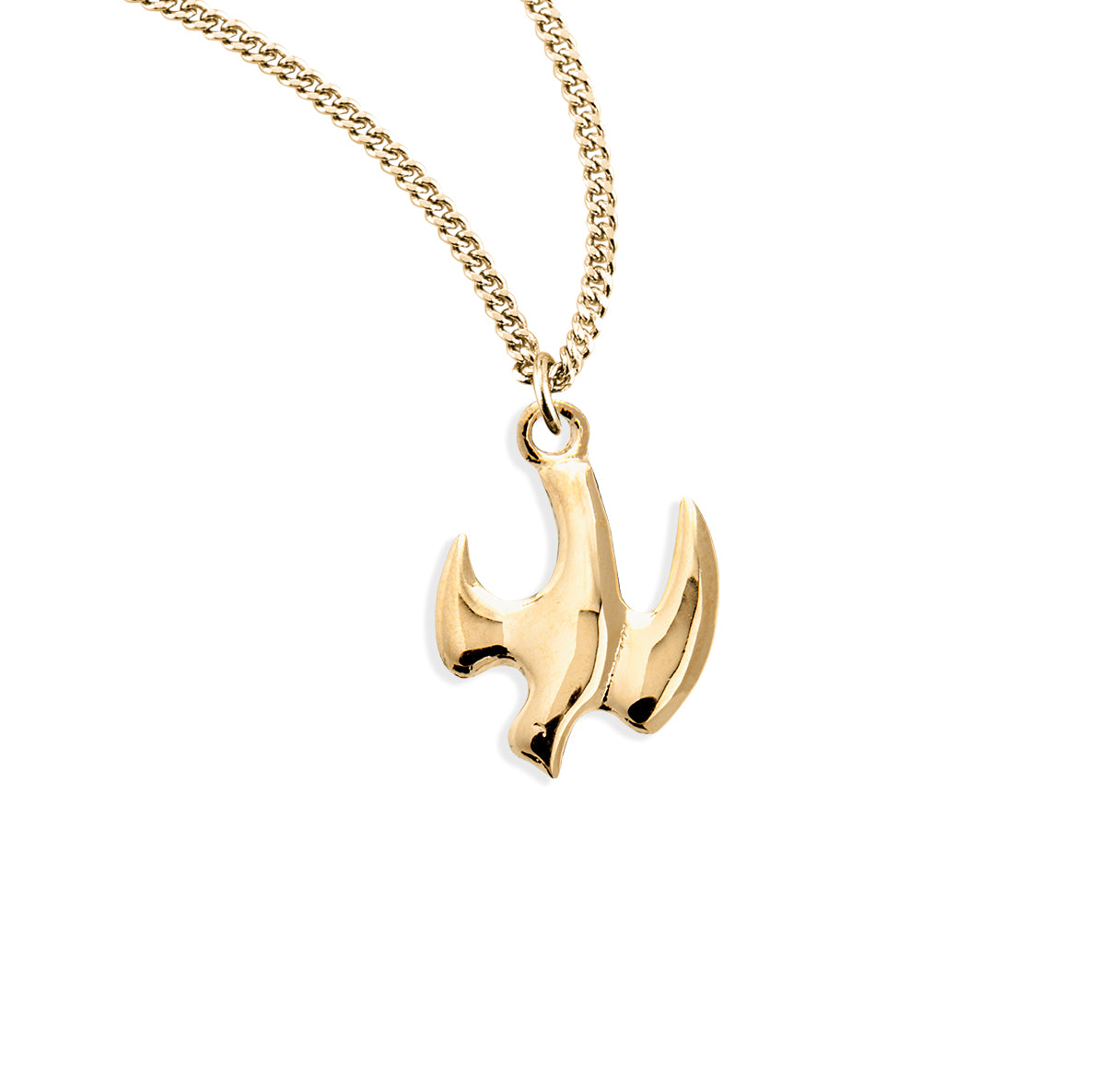Holy Spirit High Polished Gold Over Sterling Silver Medal Necklace | 16kt Gold Plated .925 Silver