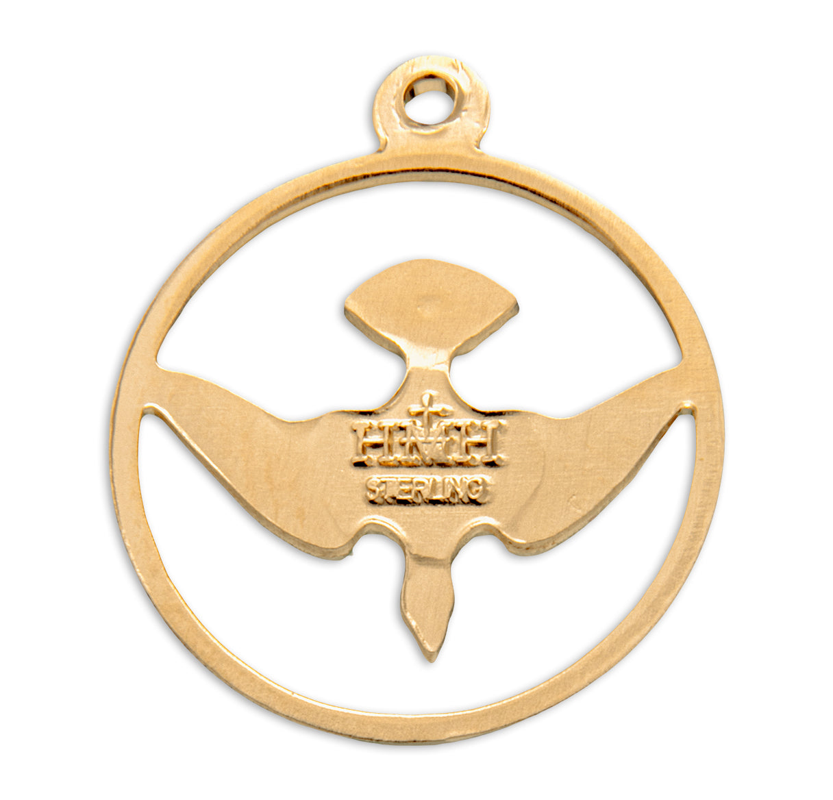 Holy Spirit Gold Over Sterling Silver Medal Necklace | 16kt Gold Plated .925 Silver