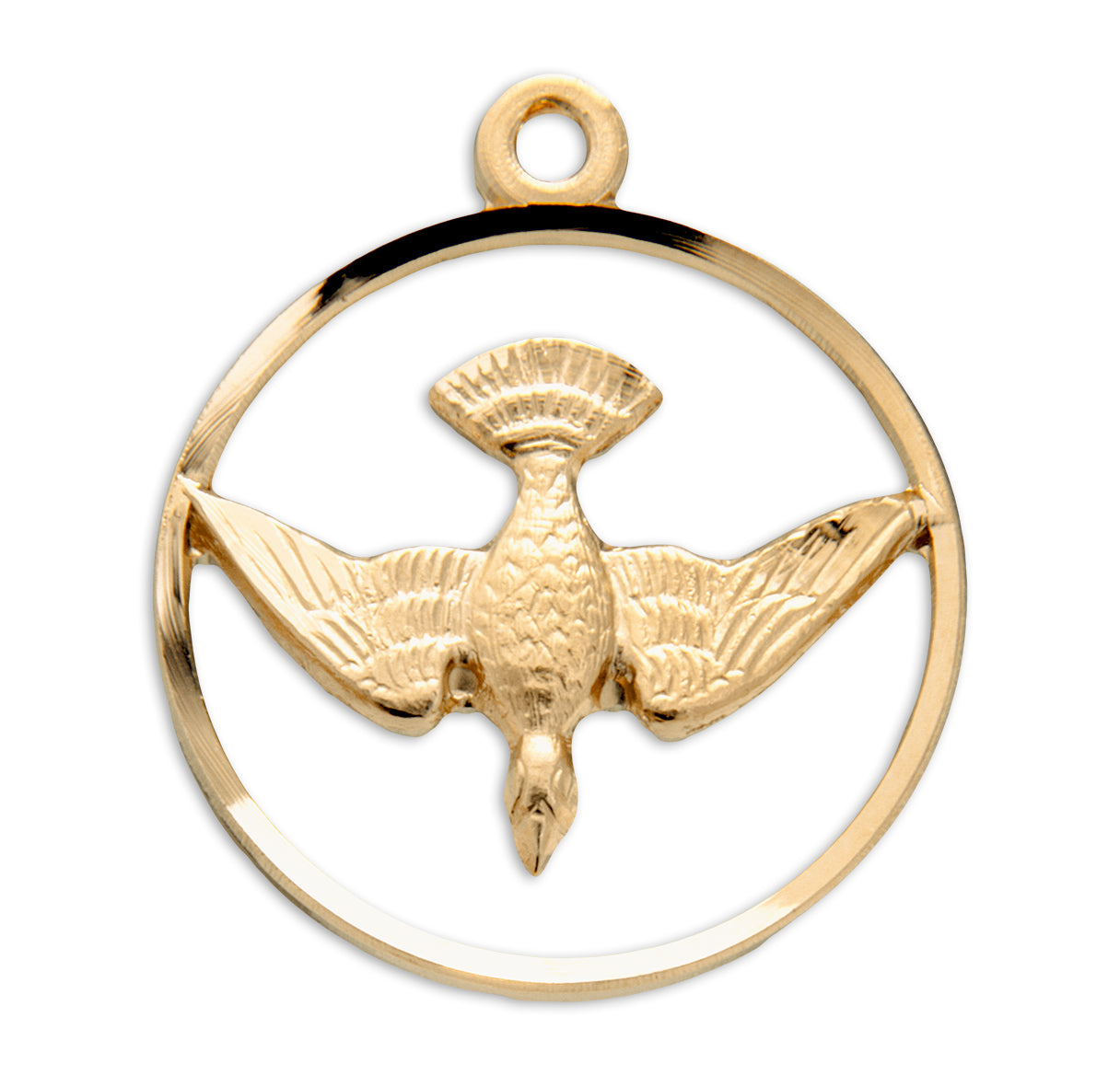 Holy Spirit Gold Over Sterling Silver Medal Necklace | 16kt Gold Plated .925 Silver