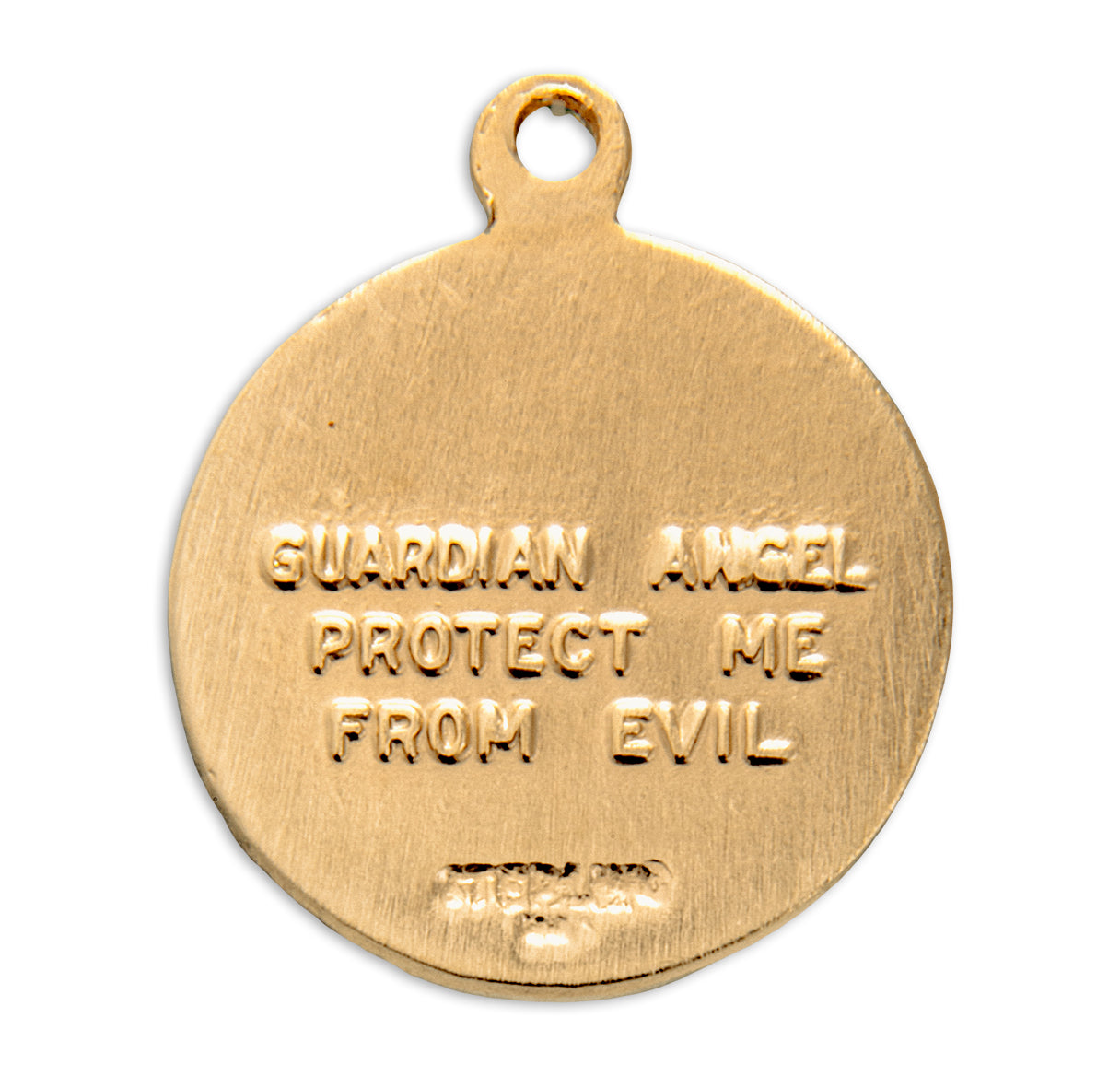 Gold Over Sterling Silver Guardian Angel Medal Necklace | 16kt Gold Plated .925 Silver