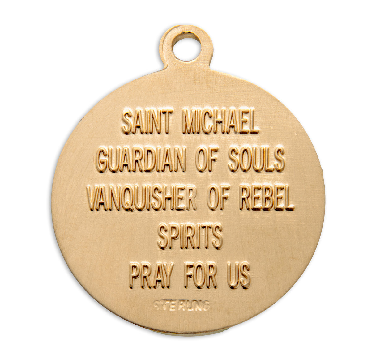 Saint Michael Round Gold Over Sterling Silver Medal Necklace | 16kt Gold Plated .925 Silver
