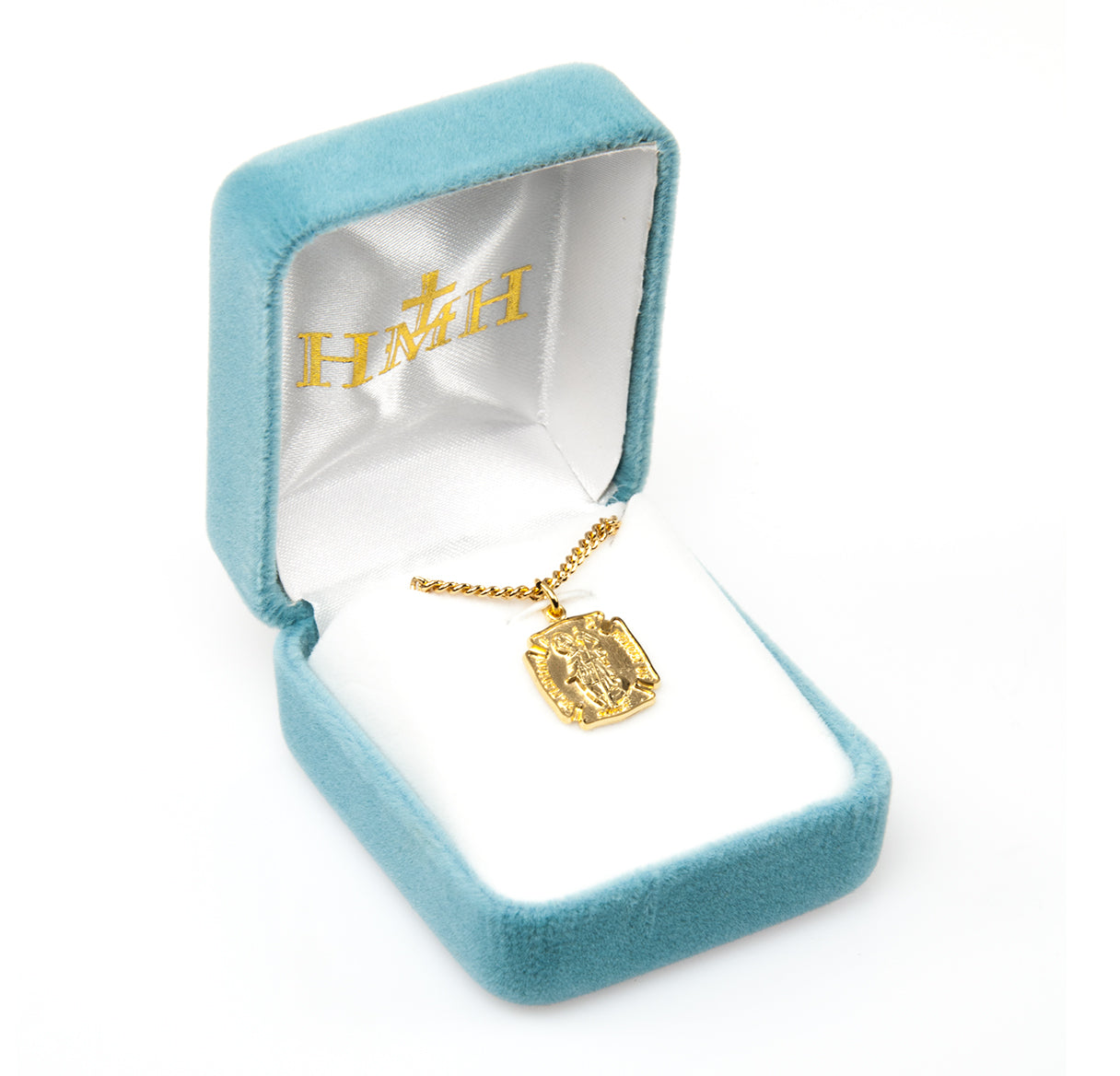 Gold Over Sterling Silver St. Florian Medal Necklace | 16kt Gold Plated .925 Silver