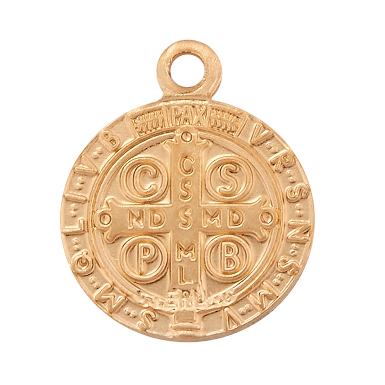 Saint Benedict Round Jubilee Medal Gold Over Sterling Silver Medal Necklace | 16kt Gold Plated .925 Silver