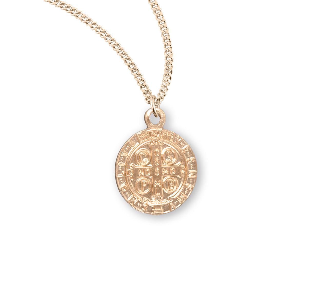 Saint Benedict Round Jubilee Medal Gold Over Sterling Silver Medal Necklace | 16kt Gold Plated .925 Silver