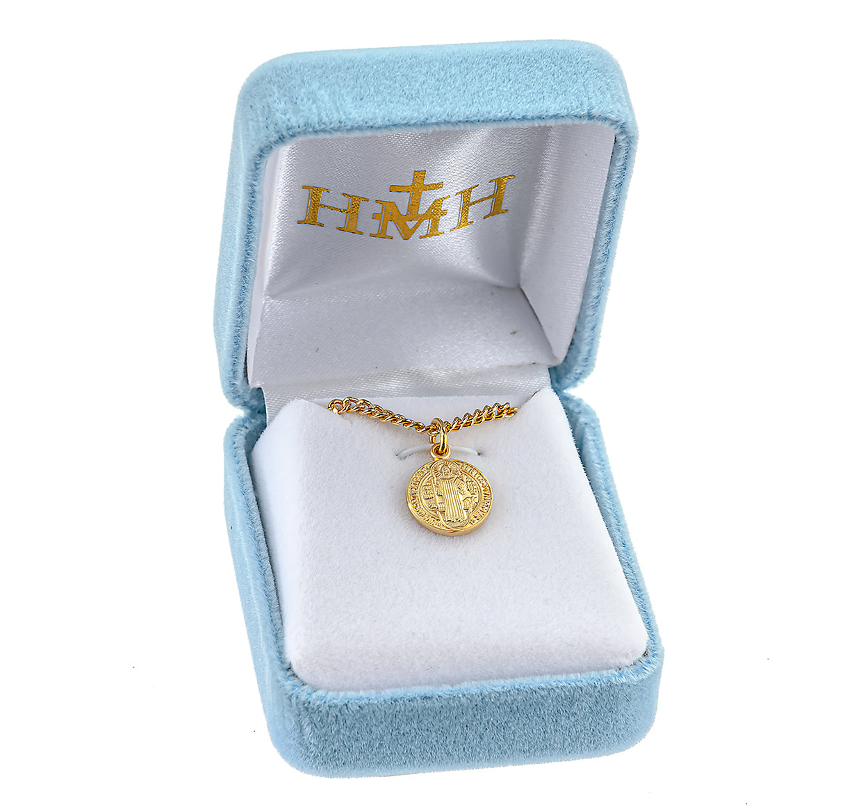 Saint Benedict Round Jubilee Medal Gold Over Sterling Silver Medal Necklace | 16kt Gold Plated .925 Silver
