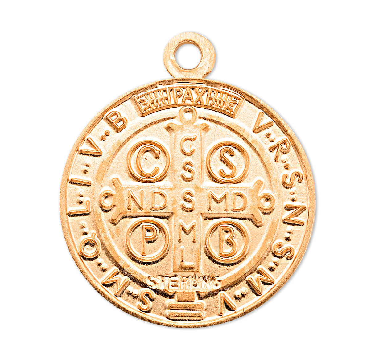 Saint Benedict Round Jubilee Gold Over Sterling Silver Medal Necklace | 16kt Gold Plated .925 Silver