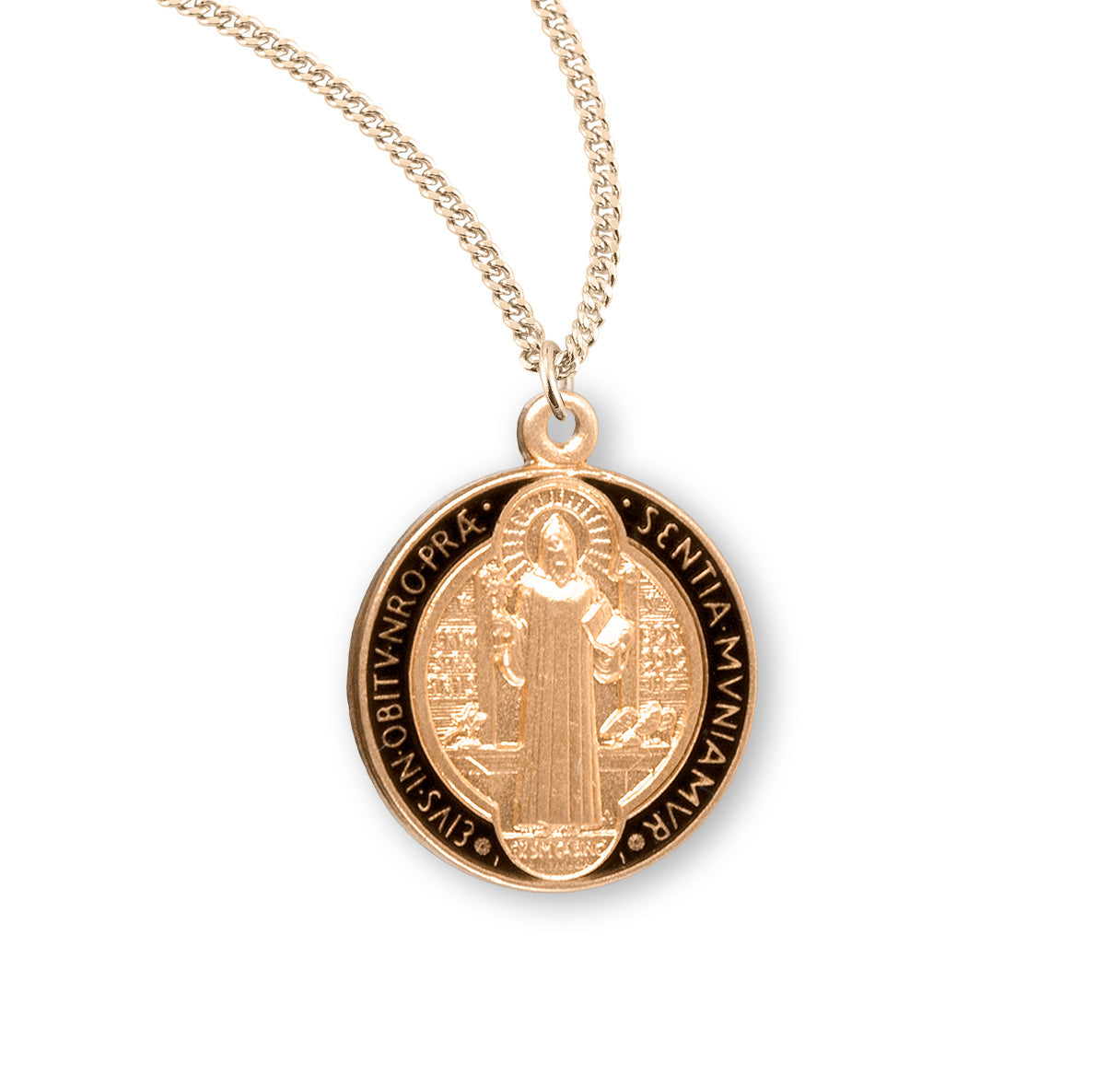 Saint Benedict Jubilee Gold Over Sterling Silver Medal Necklace | 16kt Gold Plated .925 Silver