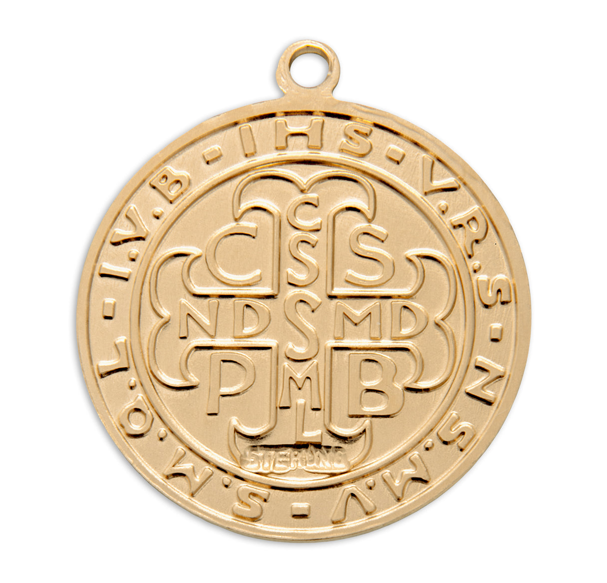 Saint Benedict Round Gold Over Sterling Silver Medal Necklace | 16kt Gold Plated .925 Silver
