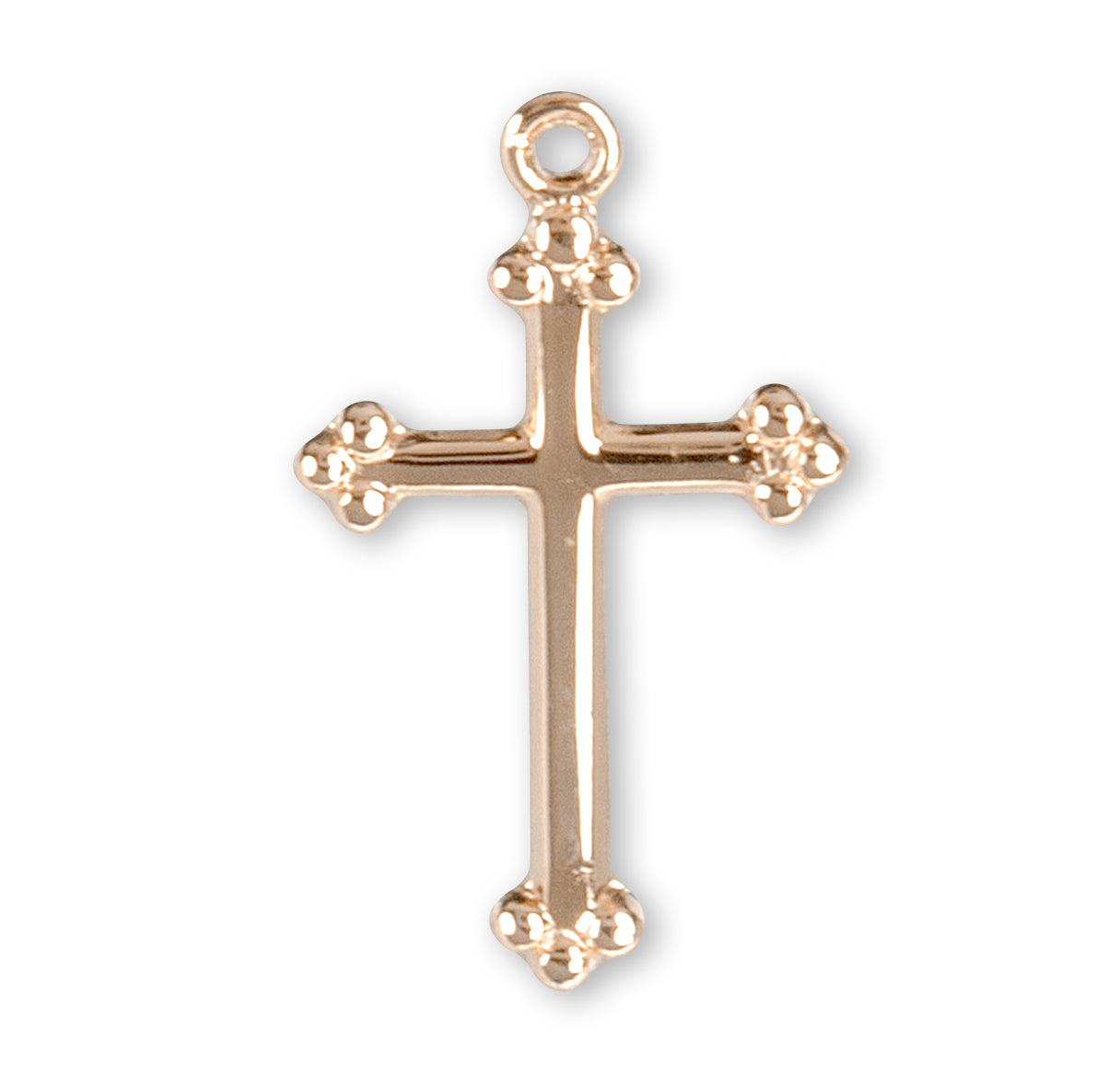 Gold Over Sterling Silver Small Budded Cross Necklace | 16kt Gold Plated .925 Silver