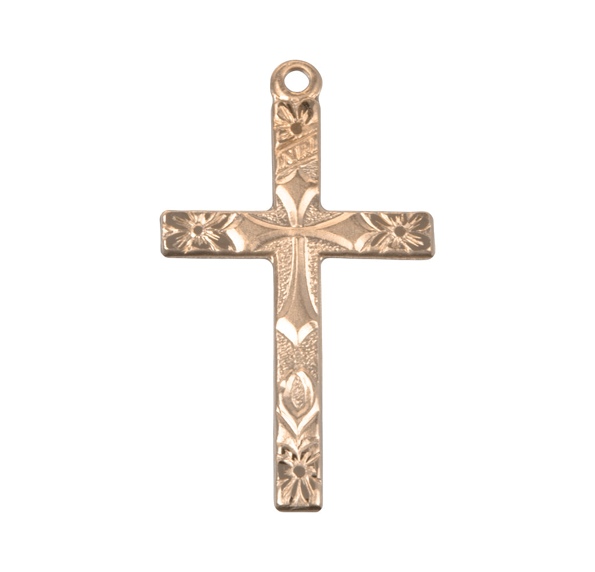 Gold Over Sterling Silver Flower Tipped Cross Necklace | 16kt Gold Plated .925 Silver