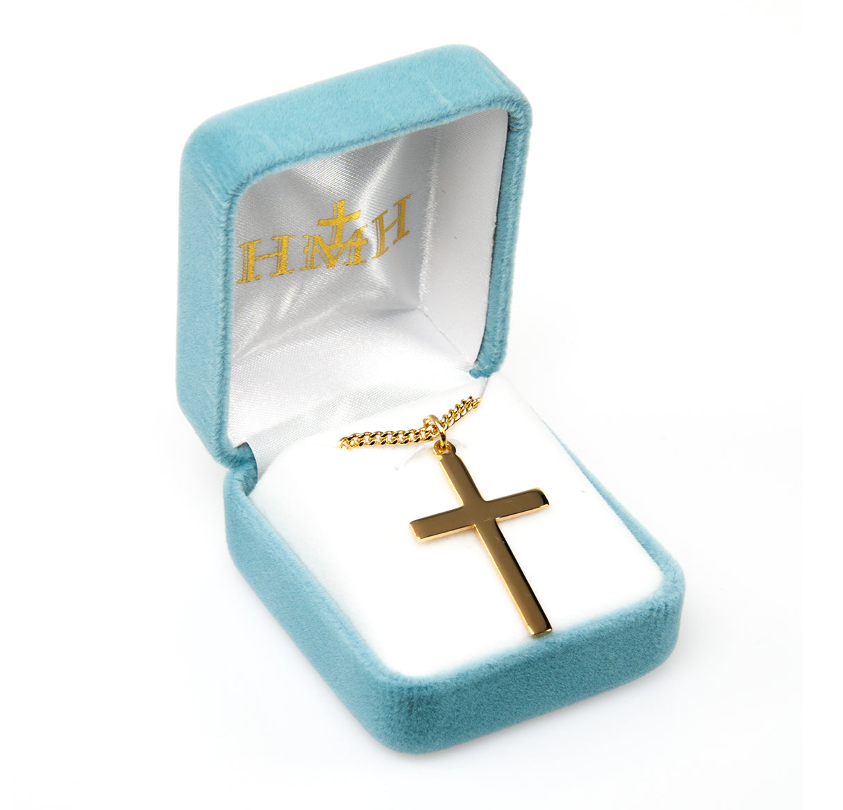 Gold Over Sterling Silver Plain Cross Necklace | 16kt Gold Plated .925 Silver