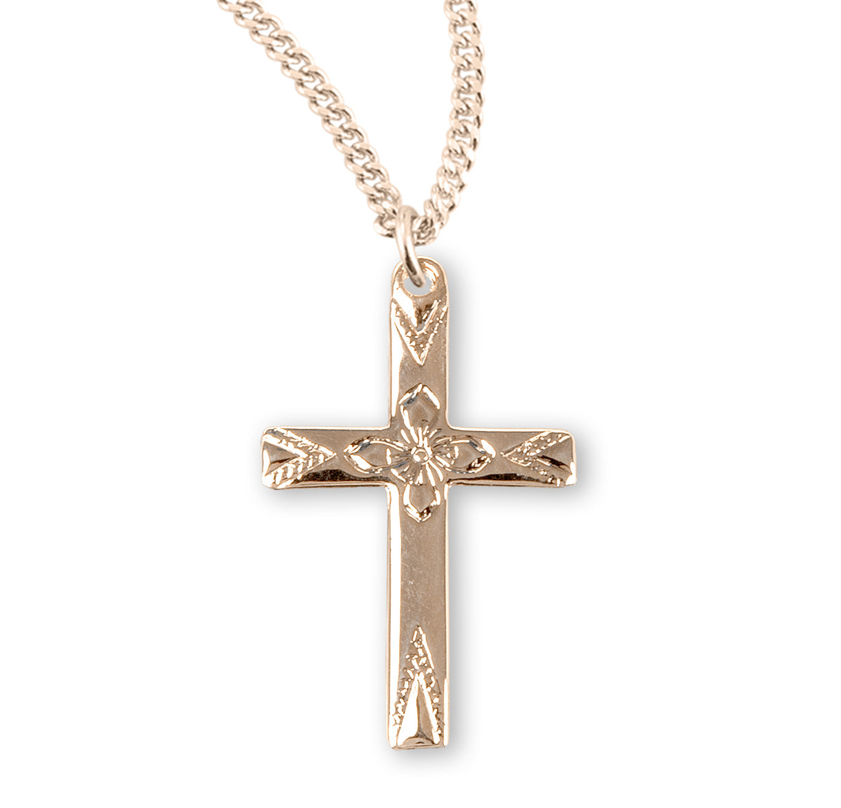 Gold Over Sterling Silver Cross Necklace | 16kt Gold Plated .925 Silver