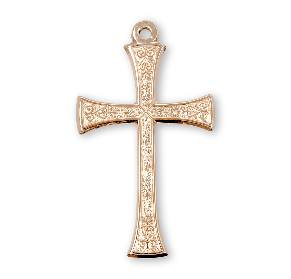 Gold Over Sterling Silver Detailed Cross Necklace | 16kt Gold Plated .925 Silver