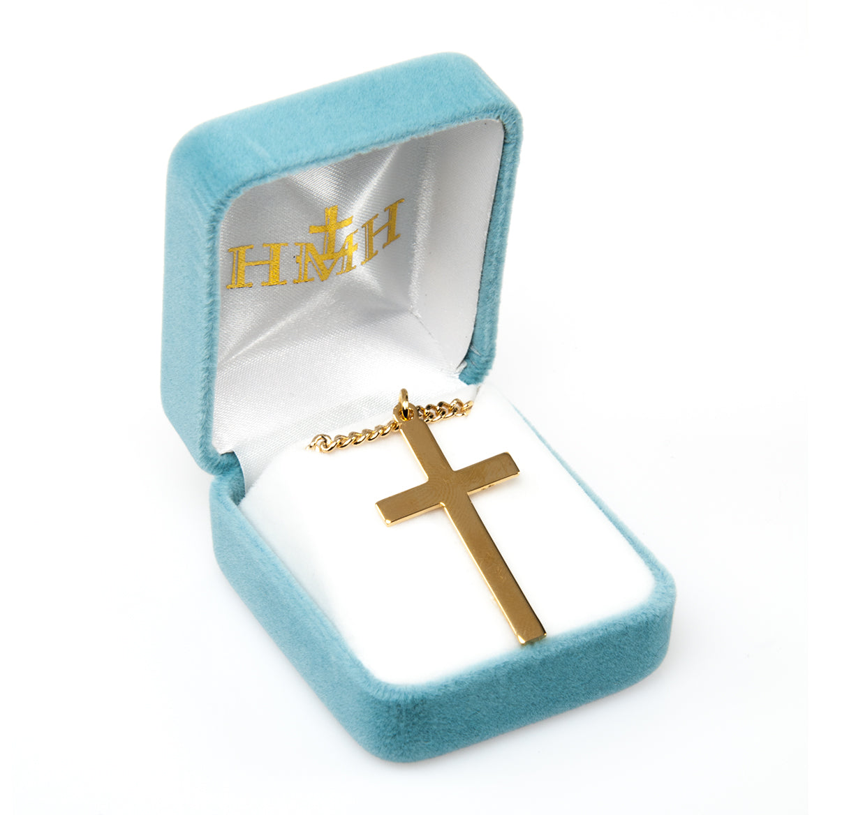 Gold Over Sterling Silver High Polished Cross Necklace | 16kt Gold Plated .925 Silver