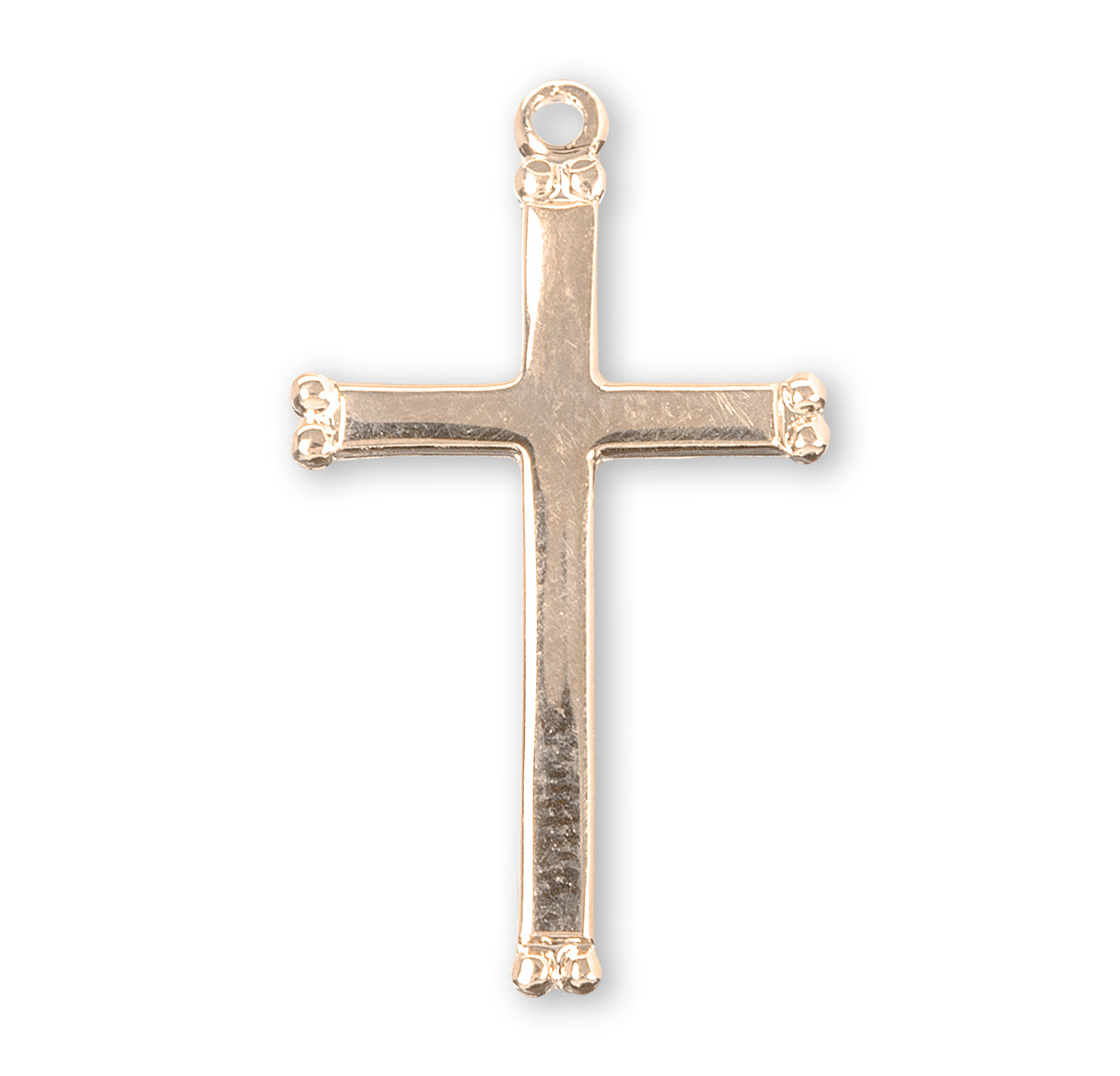 Beaded End Gold Over Sterling Silver Cross Necklace | 16kt Gold Plated .925 Silver