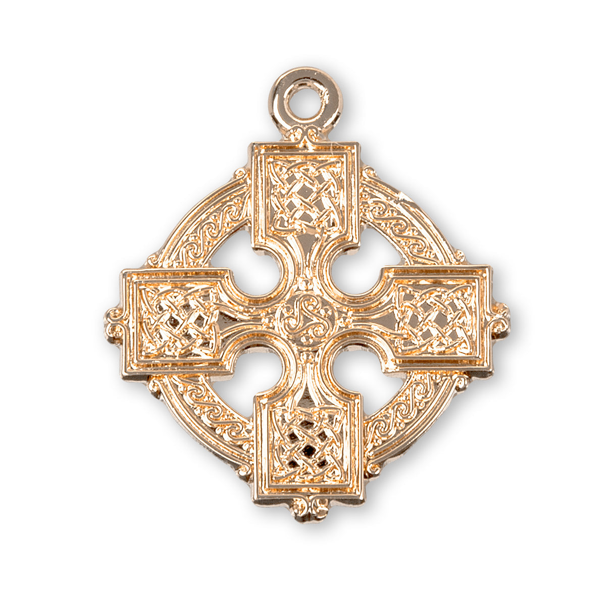 Gold Over Sterling Silver Irish Celtic Cross Necklace | 16kt Gold Plated .925 Silver
