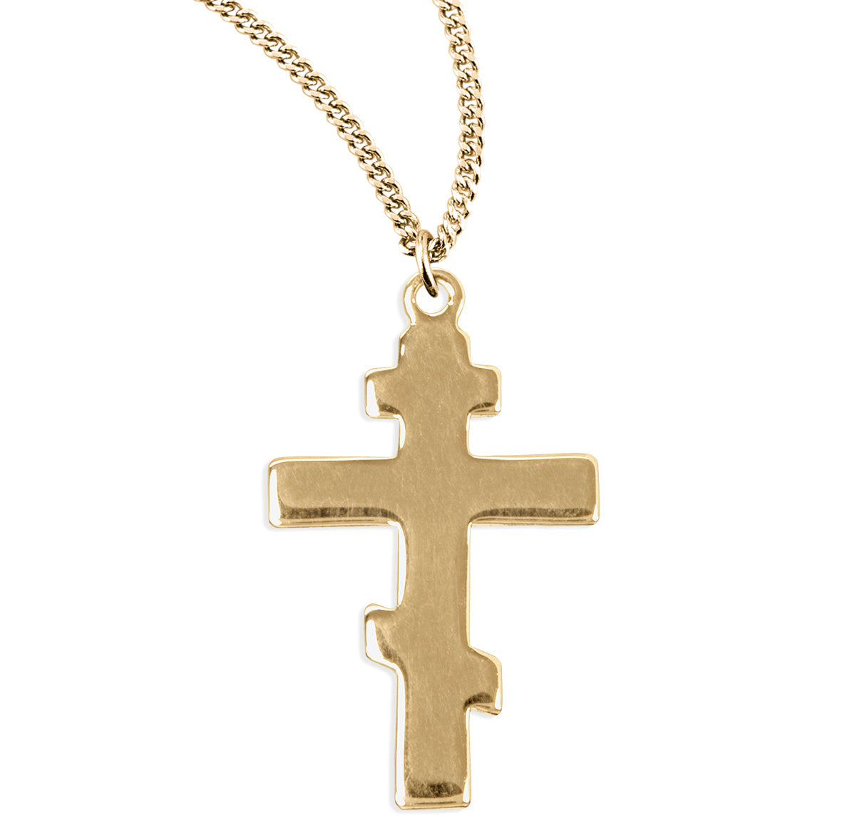 Gold Over Sterling Silver Byzantine Cross Necklace | 16kt Gold Plated .925 Silver