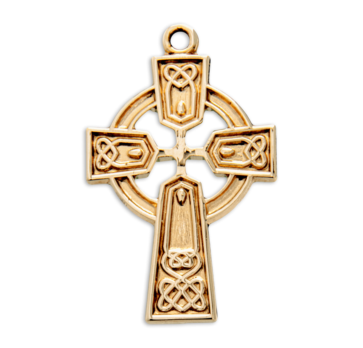 Gold Over Sterling Silver Irish Celtic Cross Pendant | 16kt Gold Plated .925 Silver
