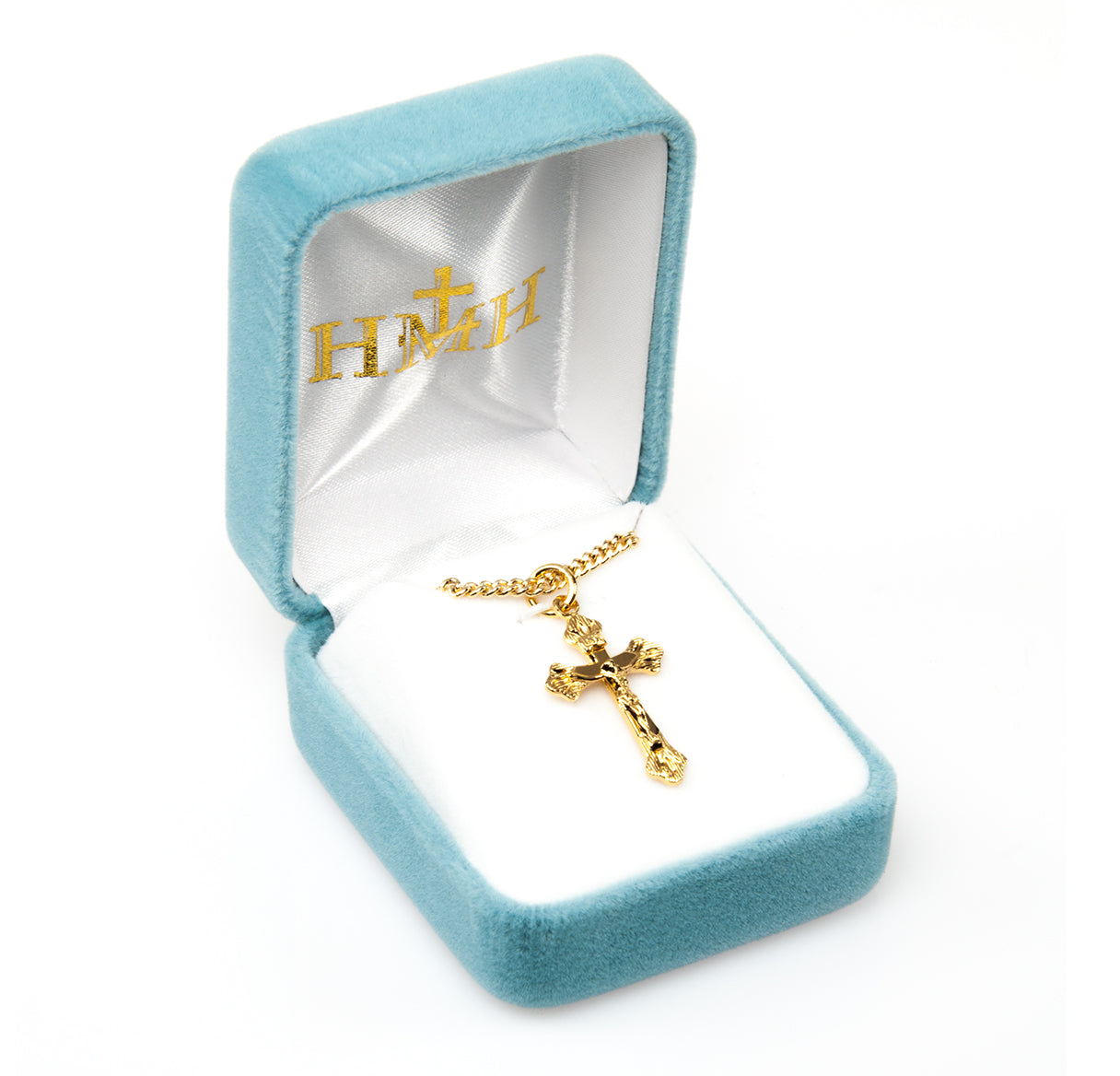 Flare Tipped Gold Over Sterling Silver Crucifix Necklace | 16kt Gold Plated .925 Silver