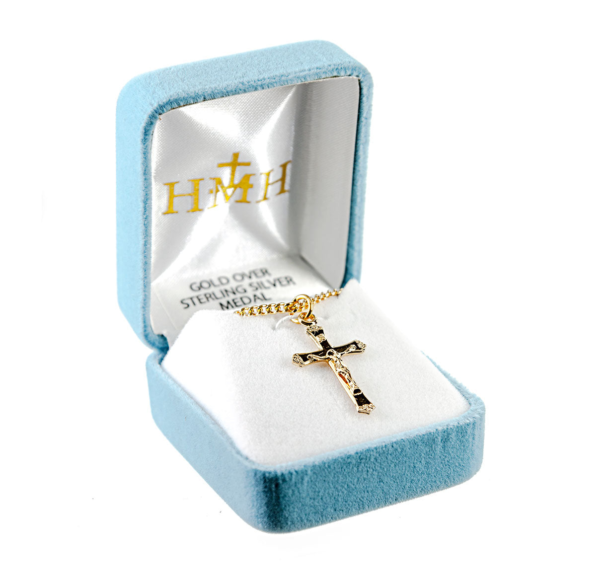 Gold Over Sterling Silver Crucifix Necklace | 16kt Gold Plated .925 Silver
