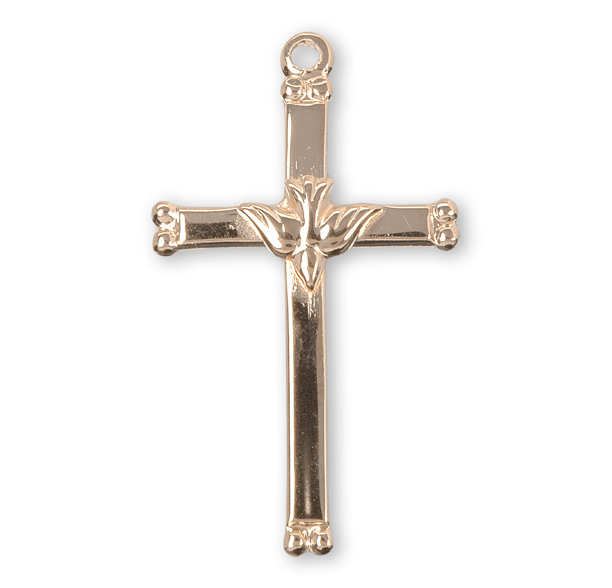 Gold Over Sterling Silver Cross with Holy Spirit Necklace | 16kt Gold Plated .925 Silver