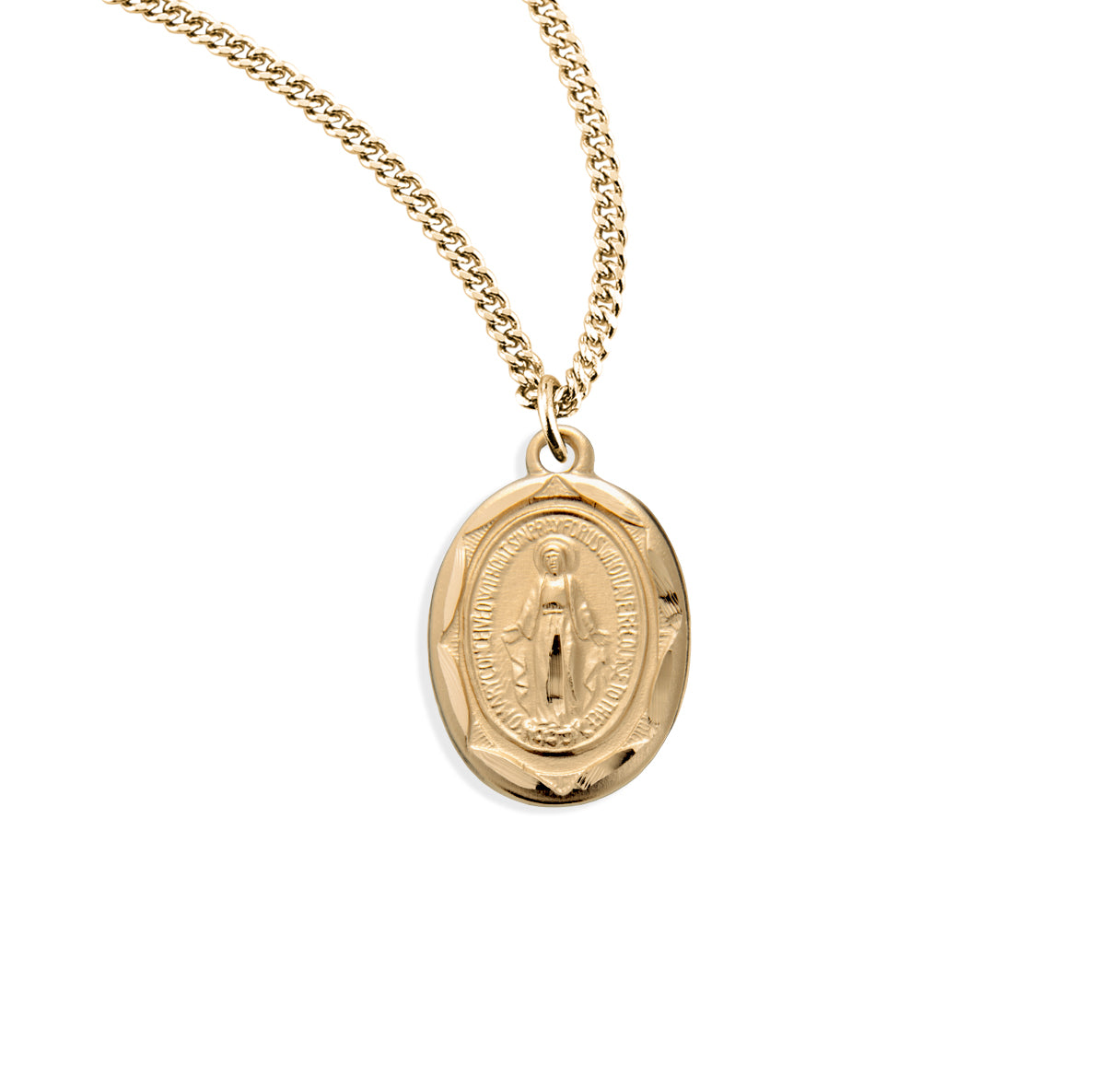 Gold Sterling Silver Oval Miraculous Medal Necklace | .925 Silver