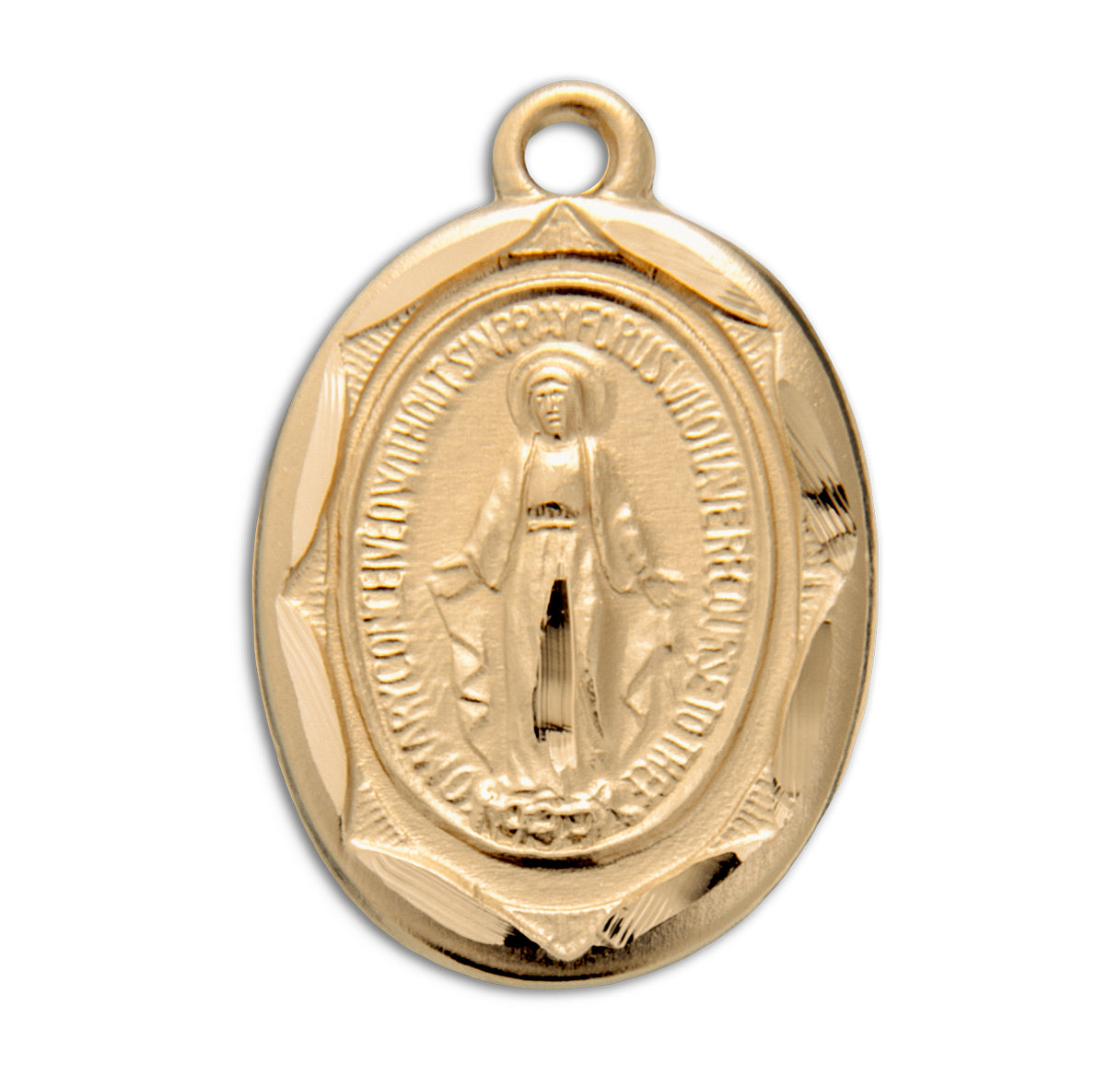 Gold Sterling Silver Oval Miraculous Medal Necklace | .925 Silver