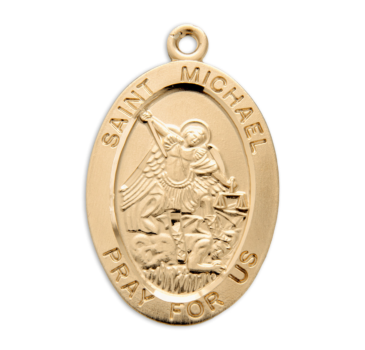 Patron Saint Michael Gold Over Sterling Silver Oval Medal Necklace | 16kt Gold Plated .925 Silver