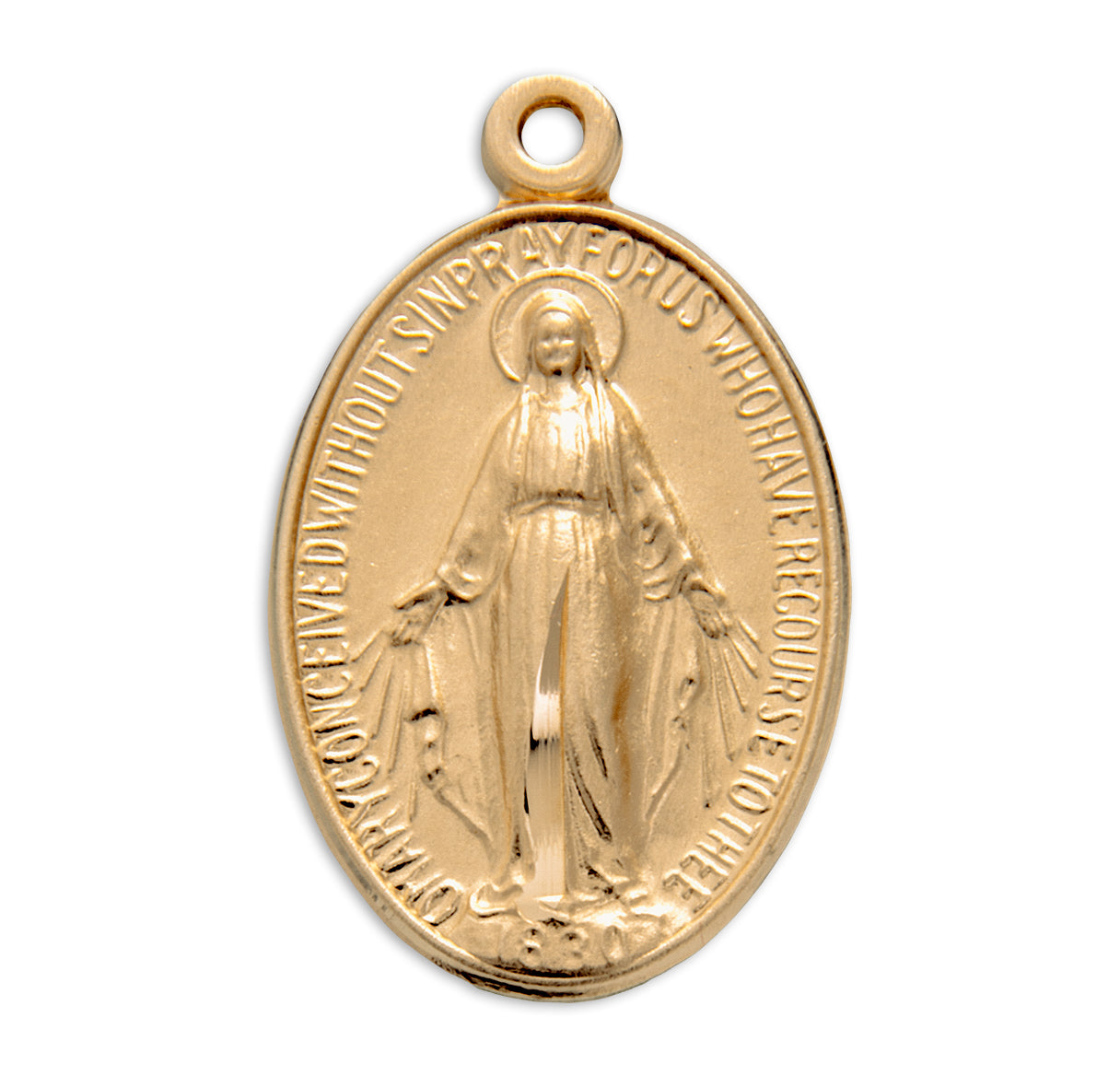 Gold Over Sterling Silver Miraculous Medal Necklace | 16kt Gold Plated .925 Silver