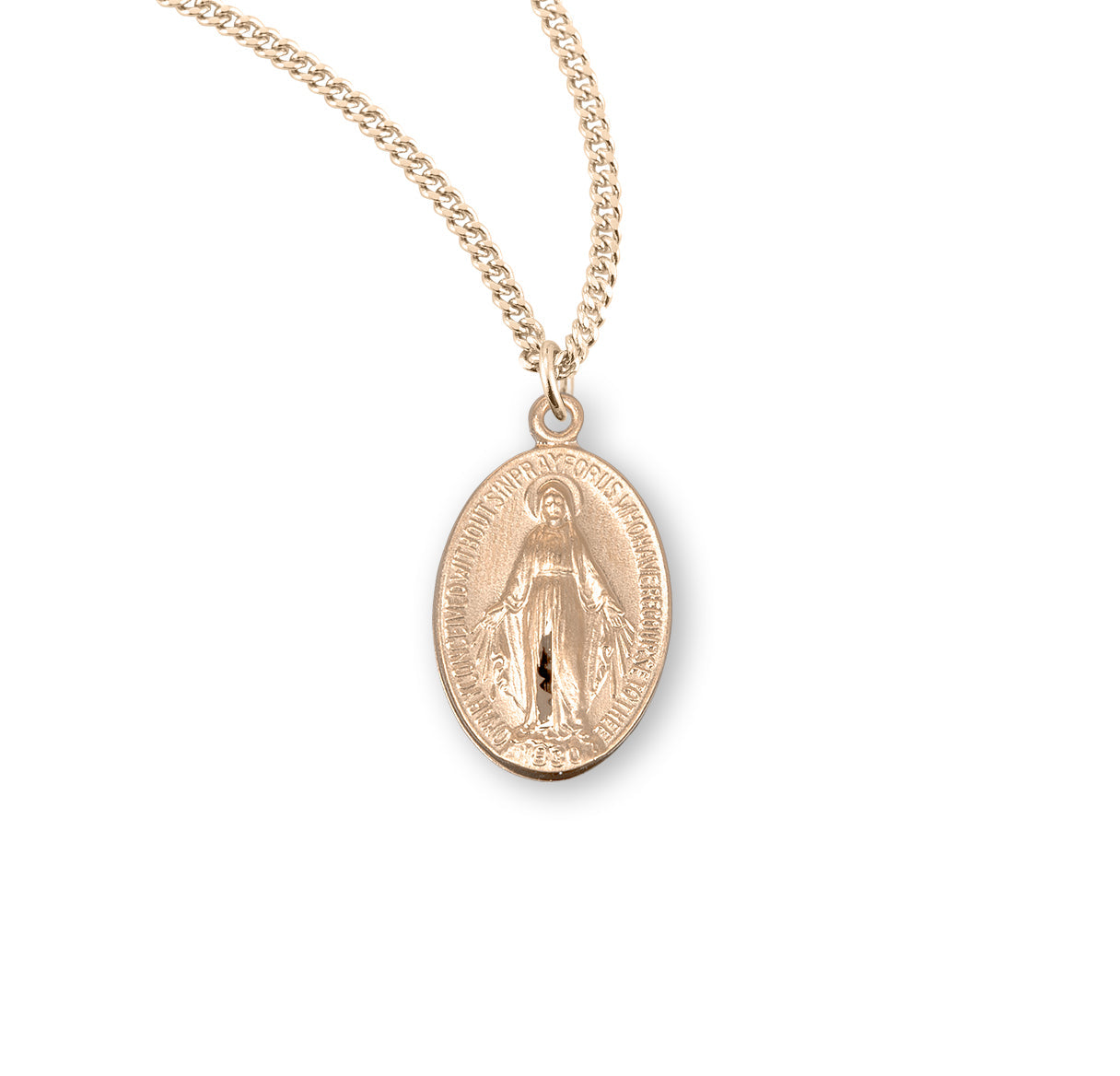Gold Over Sterling Silver Miraculous Medal Necklace | 16kt Gold Plated .925 Silver