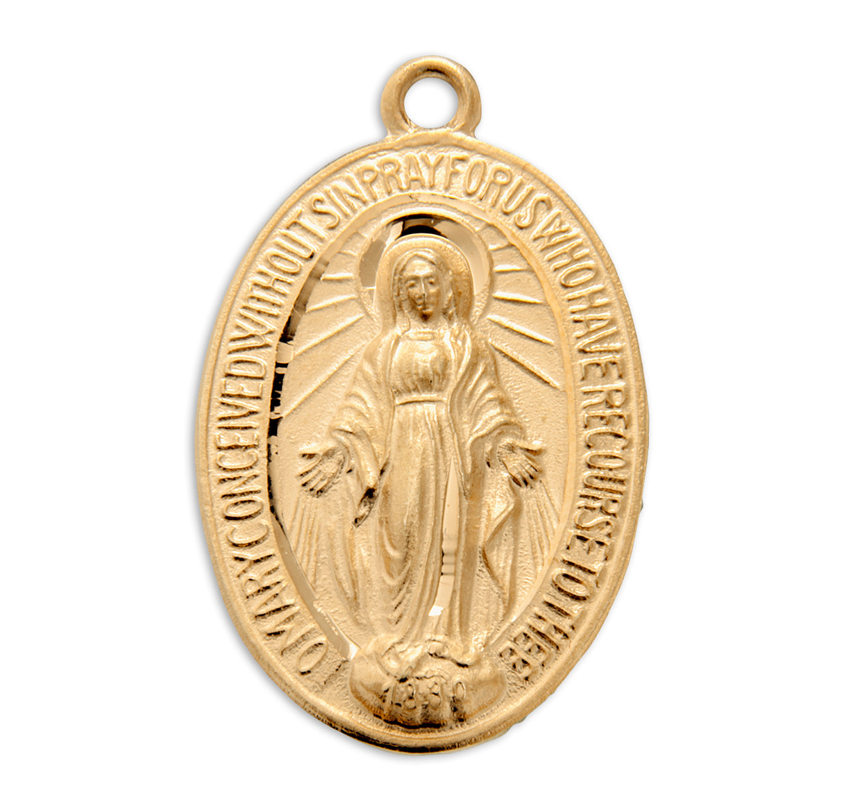 Gold Over Sterling Silver Miraculous Medal Necklace | 16kt Gold Plated .925 Silver