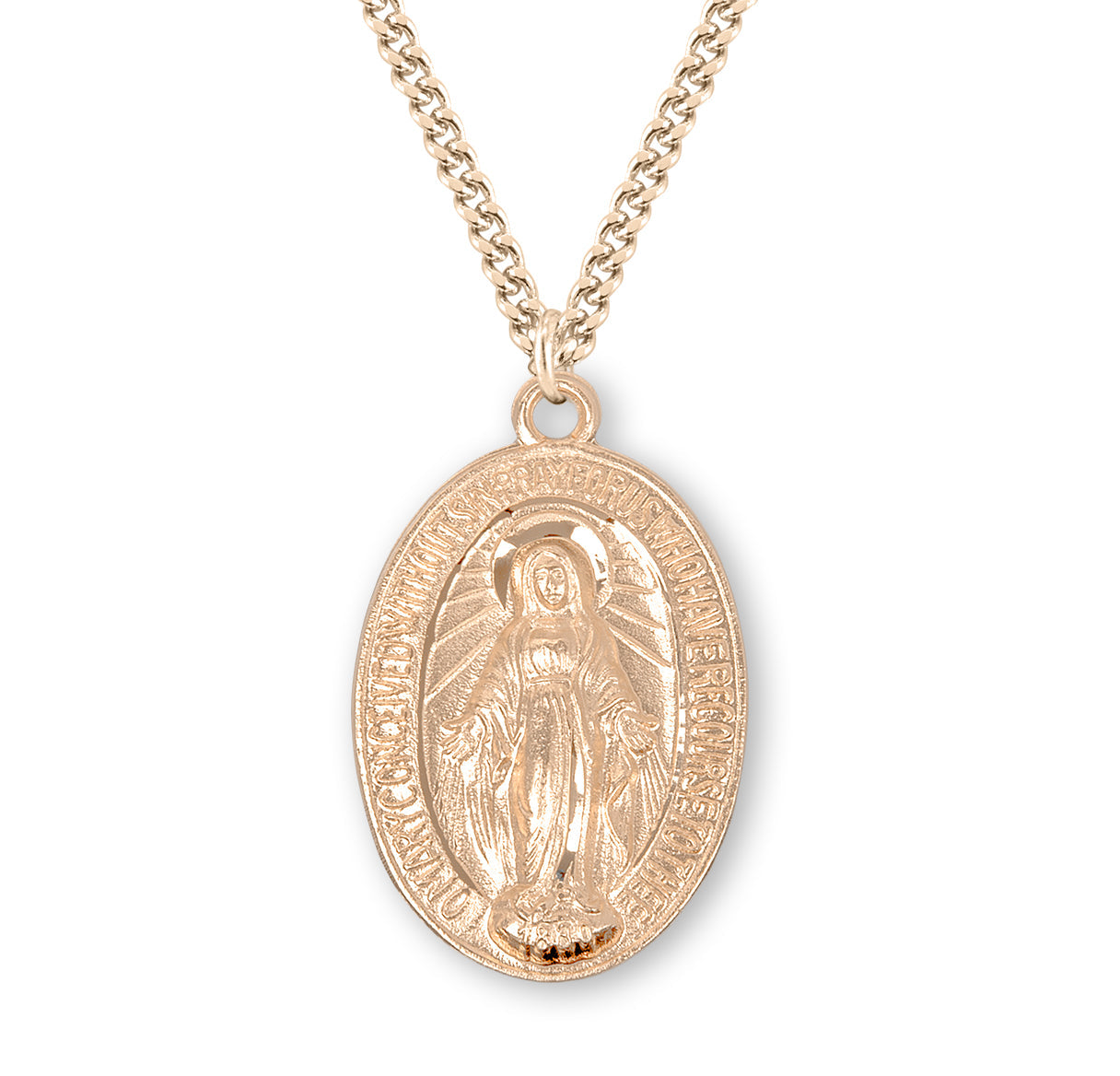 Gold Over Sterling Silver Miraculous Medal Necklace | 16kt Gold Plated .925 Silver