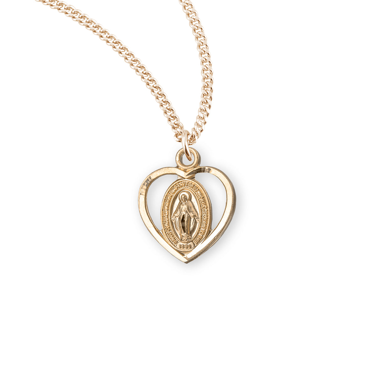 Gold Over Sterling Silver Miraculous Medal Necklace | 16kt Gold Plated .925 Silver