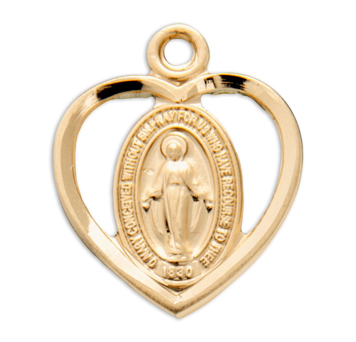 Gold Over Sterling Silver Miraculous Medal Necklace | 16kt Gold Plated .925 Silver