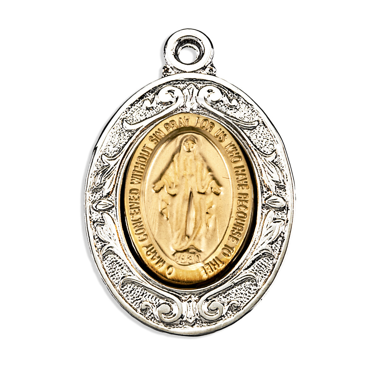 Sterling Silver Oval Miraculous Medal Necklace | .925 Silver
