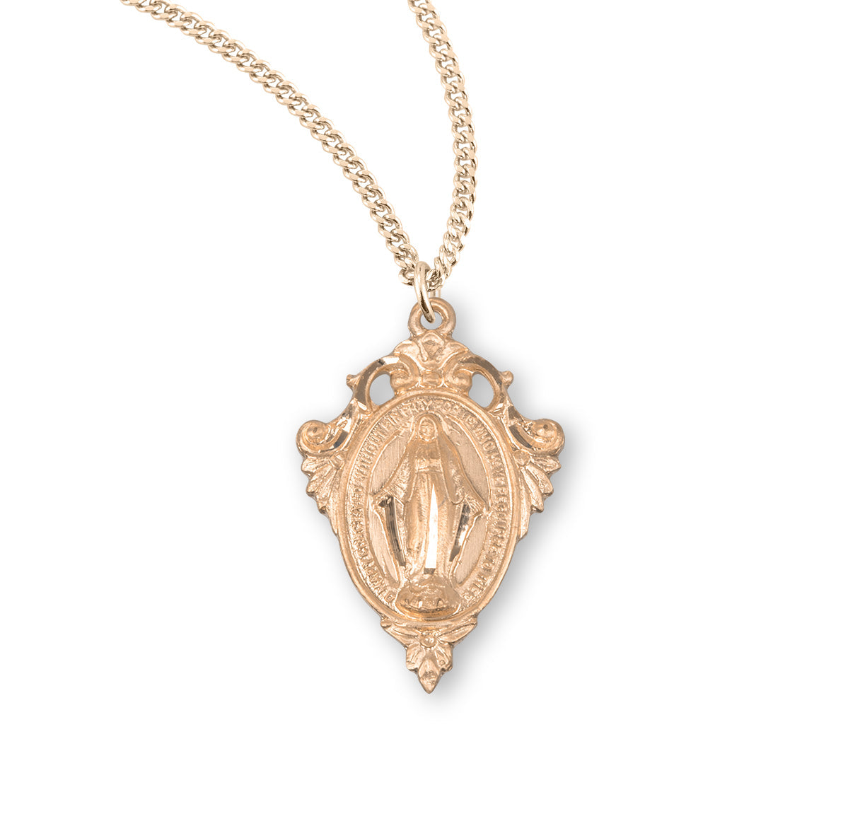 Gold Over Sterling Silver Miraculous Medal Necklace | 16kt Gold Plated .925 Silver