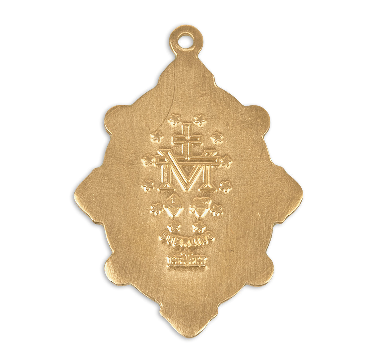 Gold Over Sterling Silver Miraculous Medal Set with Clear Crystals Necklace | 16kt Gold Plated .925 Silver
