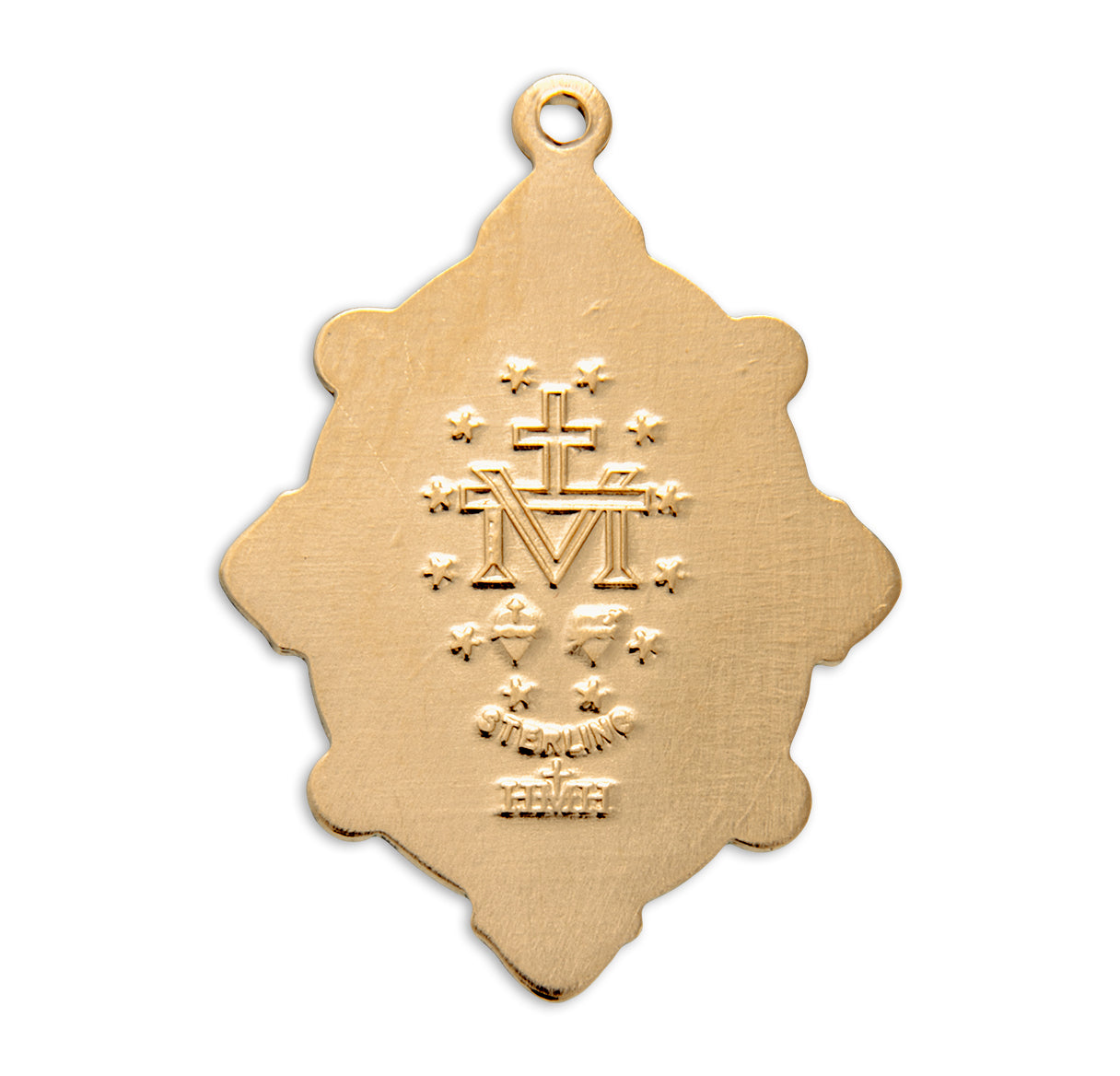 Gold Over Sterling Silver Miraculous Medal Set with Pink Crystals Necklace | 16kt Gold Plated .925 Silver