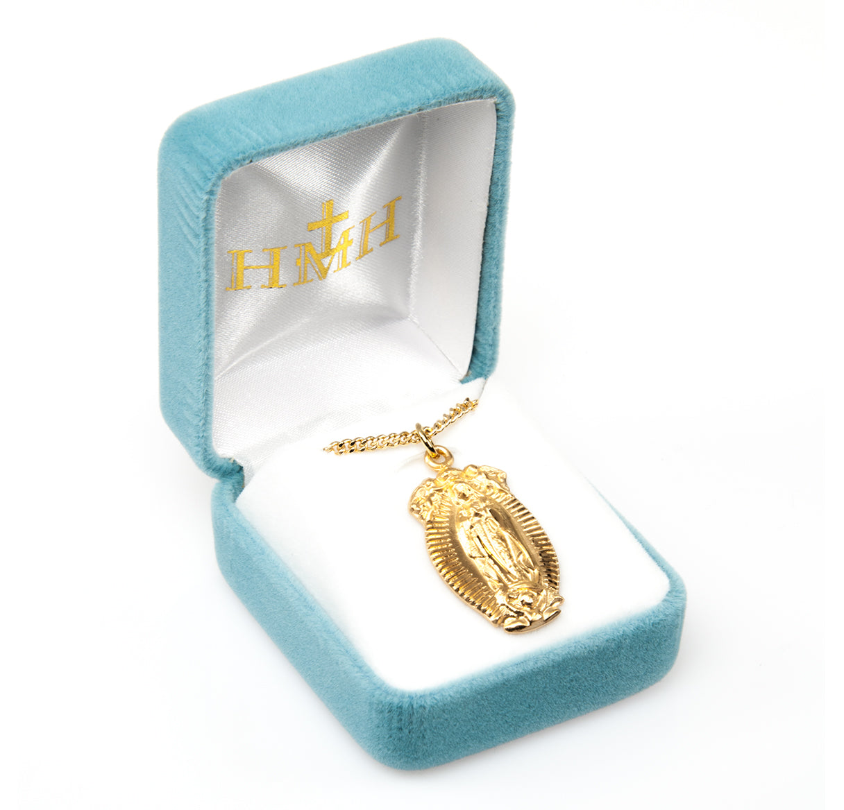 Gold Over Sterling Silver Our Lady of Guadalupe Medal Necklace | 16kt Gold Plated .925 Silver