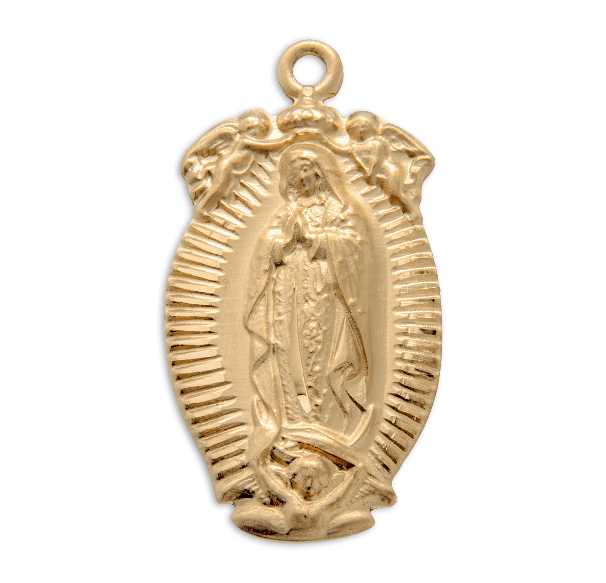 Gold Over Sterling Silver Our Lady of Guadalupe Medal Necklace | 16kt Gold Plated .925 Silver
