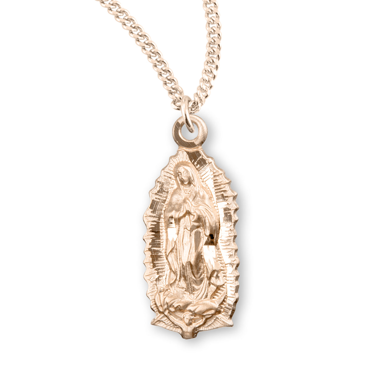 Our Lady of Guadalupe Gold Over Sterling Silver Medal Necklace | 16kt Gold Plated .925 Silver