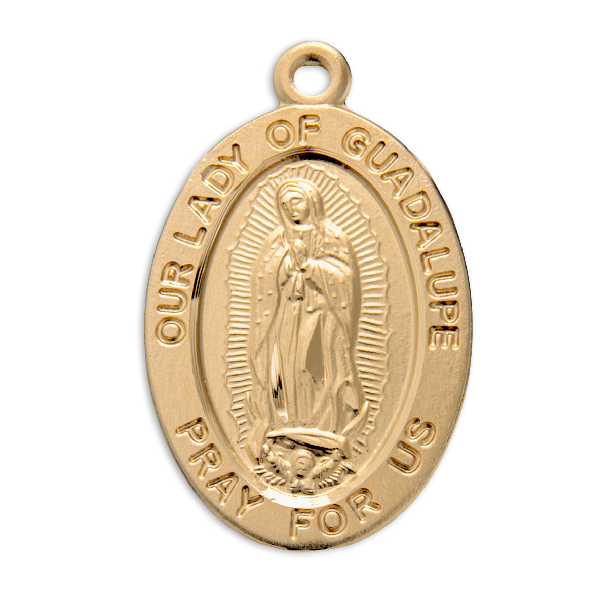 Our Lady of Guadalupe Oval Gold Over Sterling Silver Medal Necklace | 16kt Gold Plated .925 Silver