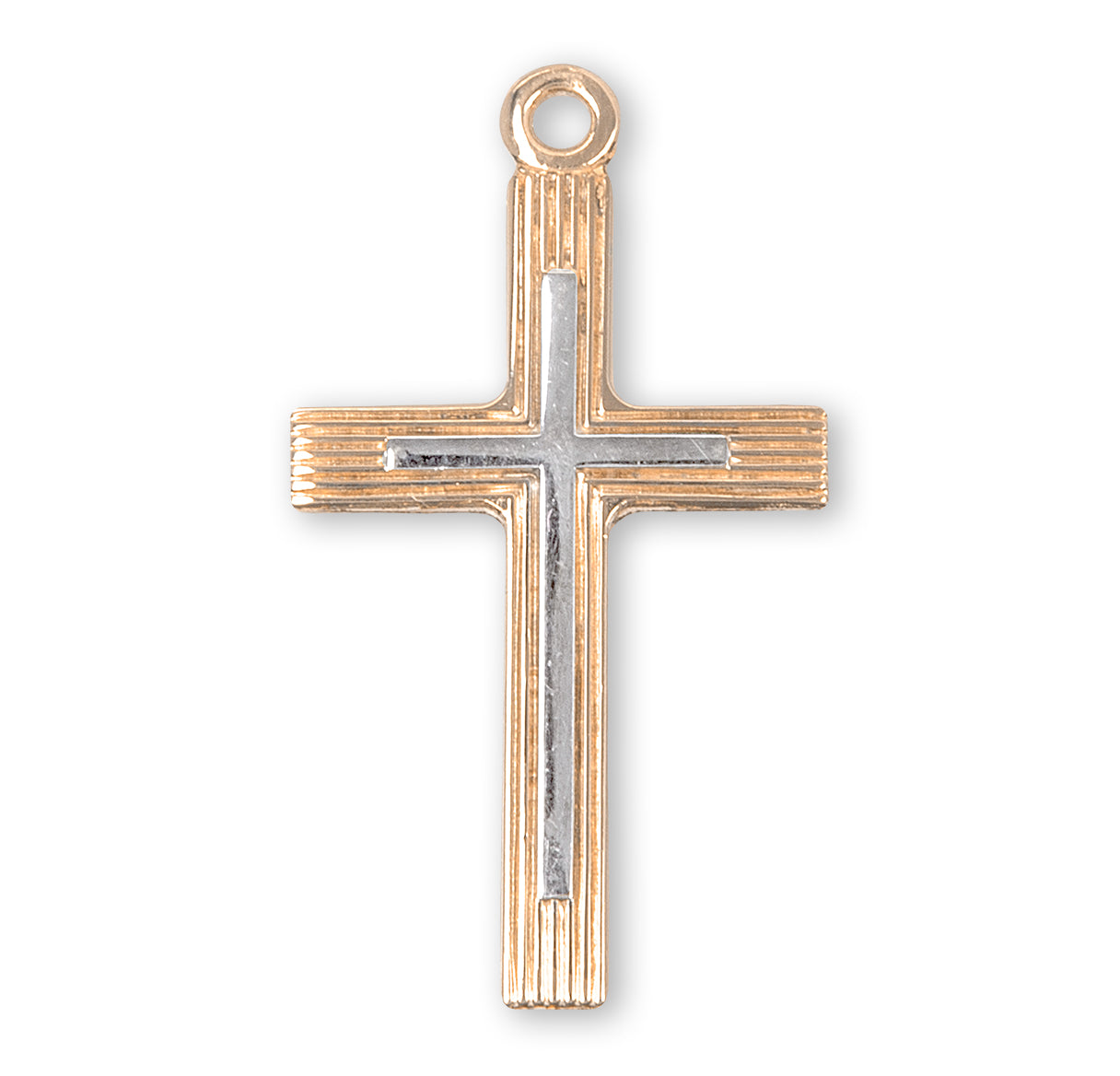 Two-Tone Gold Over Sterling Silver Cross Necklace | 16kt Gold Plated .925 Silver