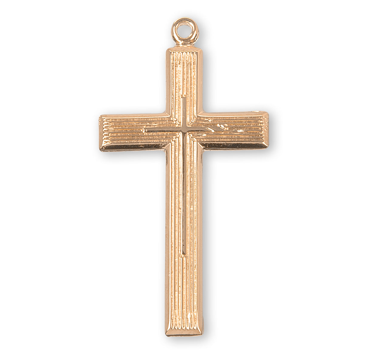 Gold Over Sterling Silver Cross with a High Polished Inlayed Cross Necklace | 16kt Gold Plated .925 Silver