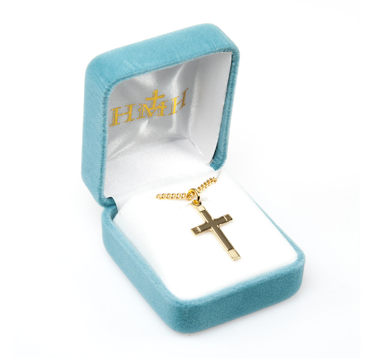 Fancy Gold Over Sterling Silver Cross Necklace | 16kt Gold Plated .925 Silver