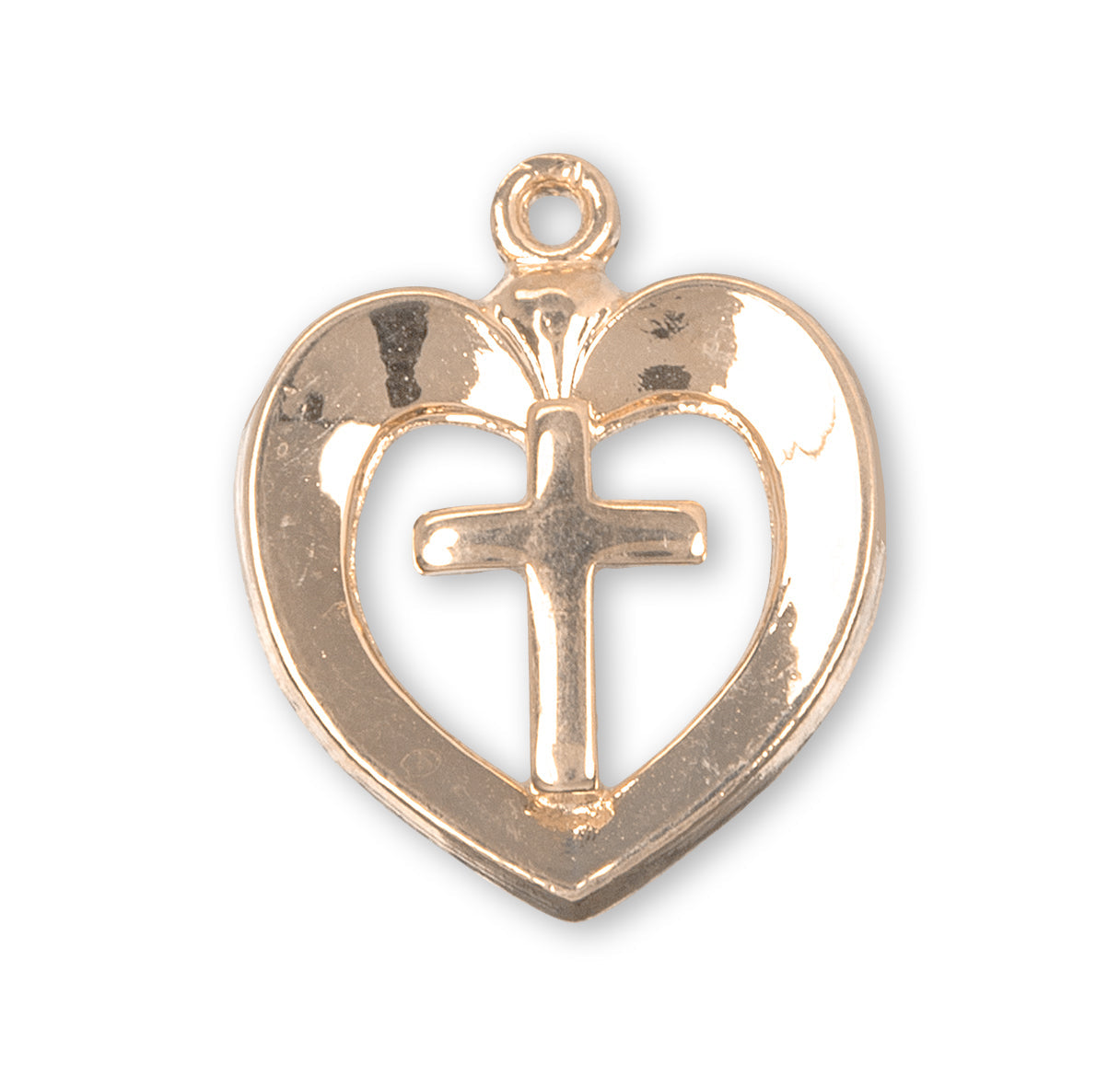 Gold Over Sterling Silver Heart with Cross Necklace | 16kt Gold Plated .925 Silver